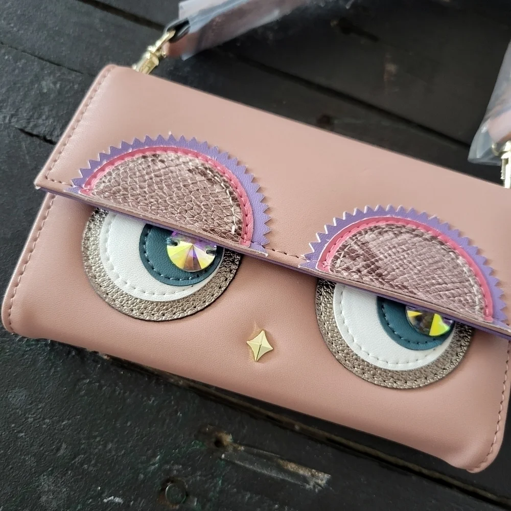Starry Fem NWT iPhone XS Phone Case Wallet Wristlet Pink Purple Gem Eyes Snake